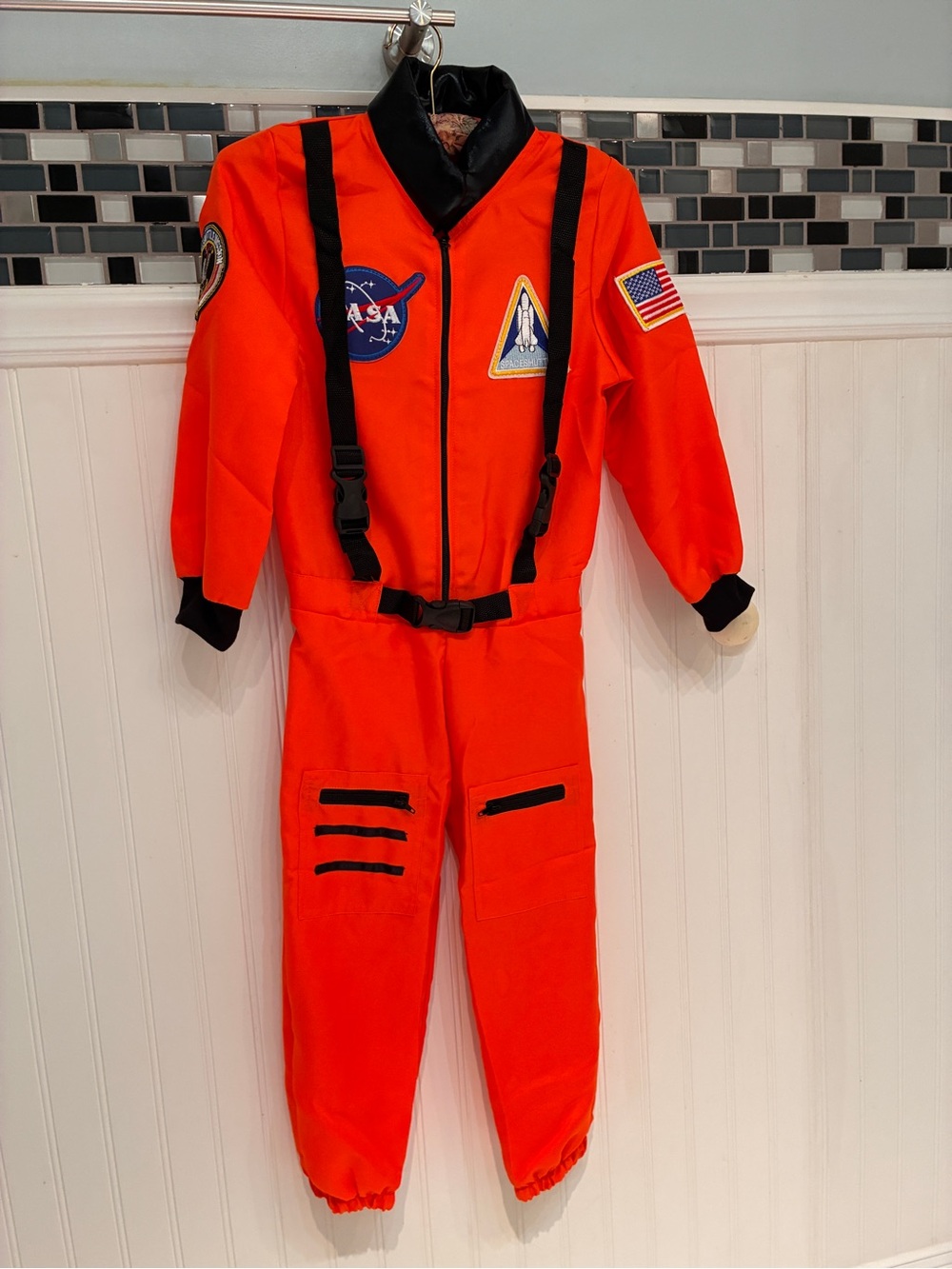 Kids Orange Space Explorer Costume with Patches
